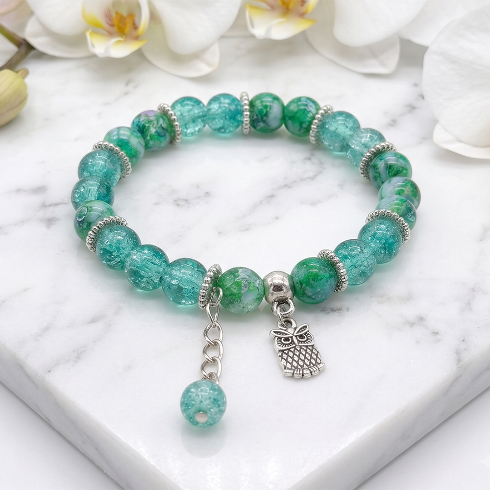 The99Jewel Stylish Designer crackle glass crystal bead bracelet With Charm for Women