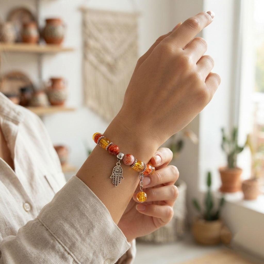 The99Jewel Stylish Designer crackle glass crystal bead bracelet With Charm for Women