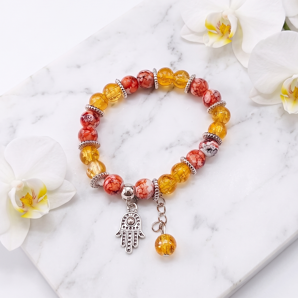 The99Jewel Stylish Designer crackle glass crystal bead bracelet With Charm for Women