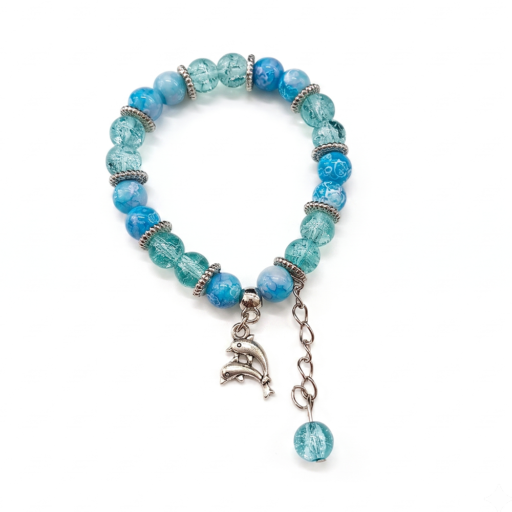 The99Jewel Stylish Designer crackle glass crystal bead bracelet With Charm for Women