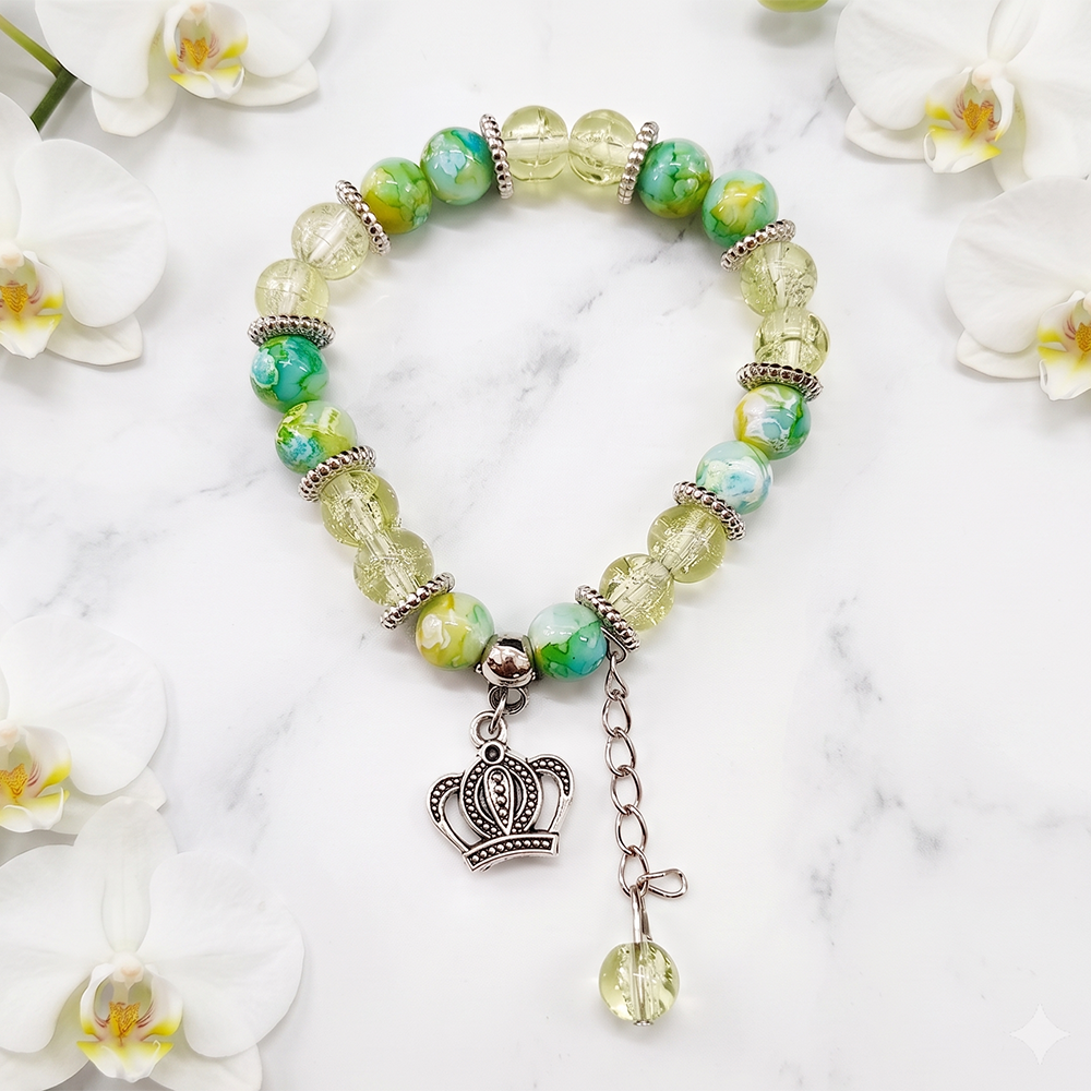 The99Jewel Stylish Designer crackle glass crystal bead bracelet With Charm for Women