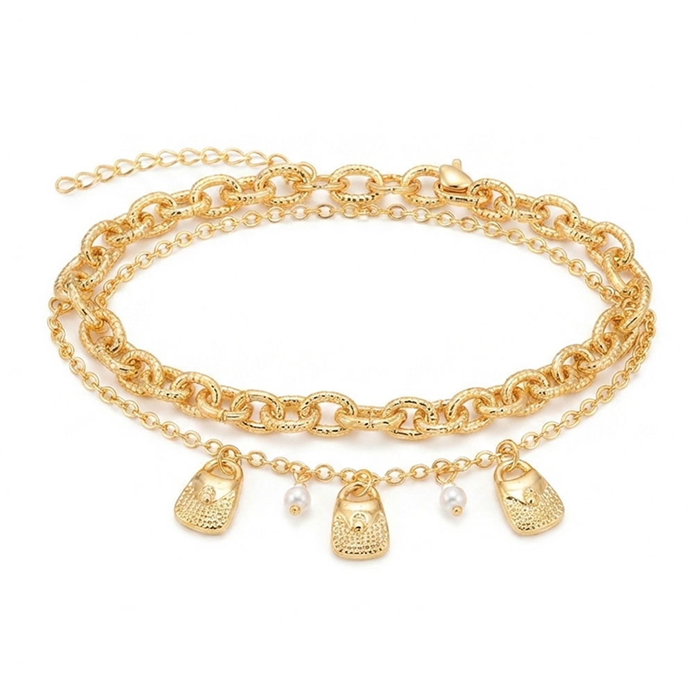 The99Jewel Chic Layered Chain Bracelet With Purse Charm Trendy Jewellery for Women