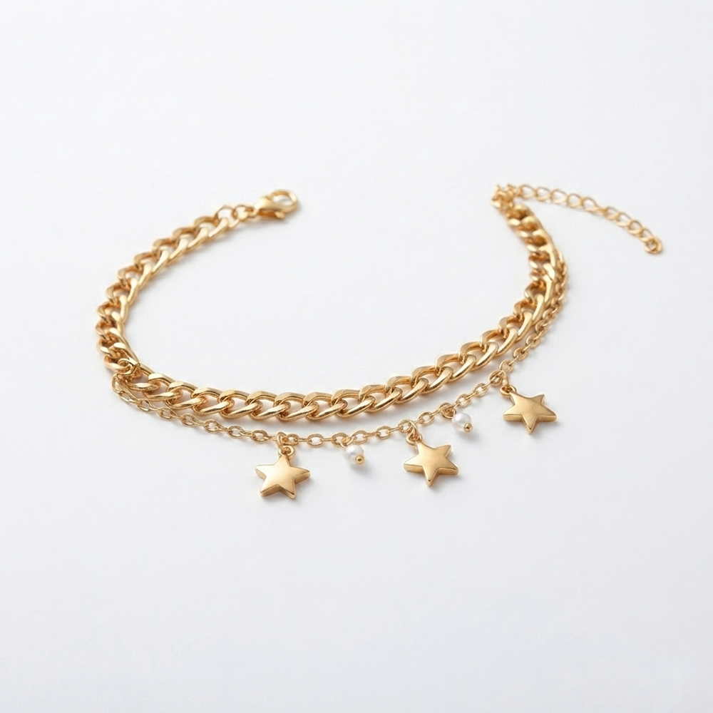 The99Jewel Chic Layered Chain Bracelet With Star Charm Trendy Jewellery for Women