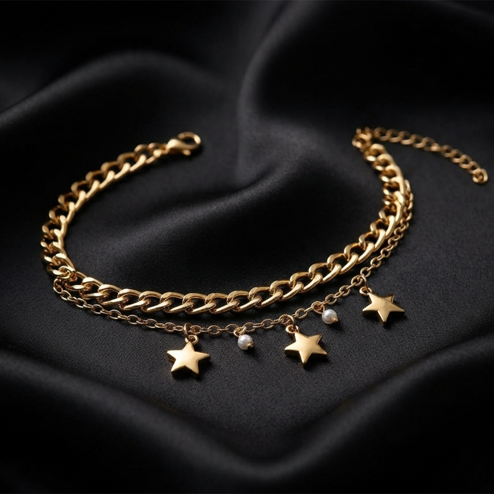 The99Jewel Chic Layered Chain Bracelet With Star Charm Trendy Jewellery for Women