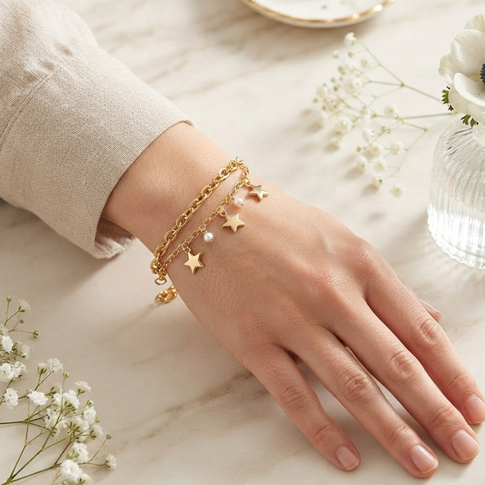 The99Jewel Chic Layered Chain Bracelet With Star Charm Trendy Jewellery for Women