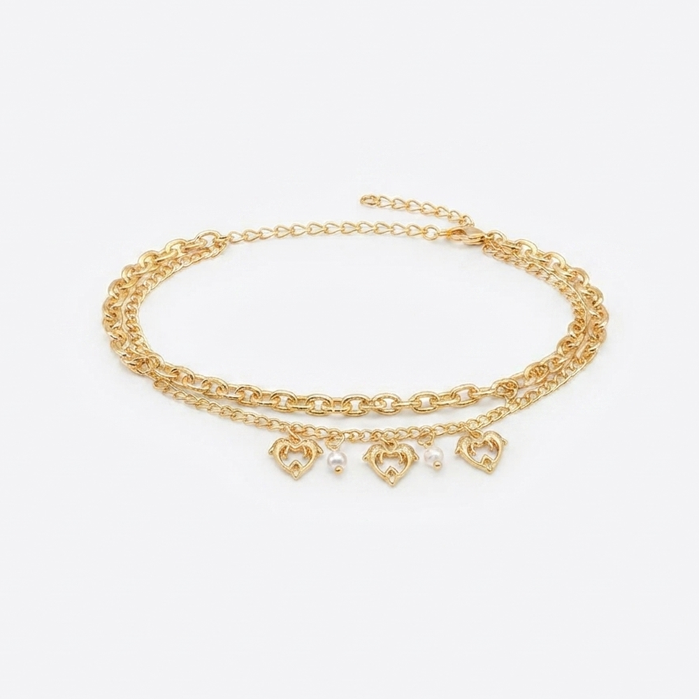 The99Jewel Chic Layered Chain Bracelet With 2 Dolphin Charm Trendy Jewellery for Women