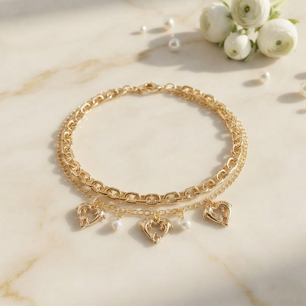 The99Jewel Chic Layered Chain Bracelet With 2 Dolphin Charm Trendy Jewellery for Women