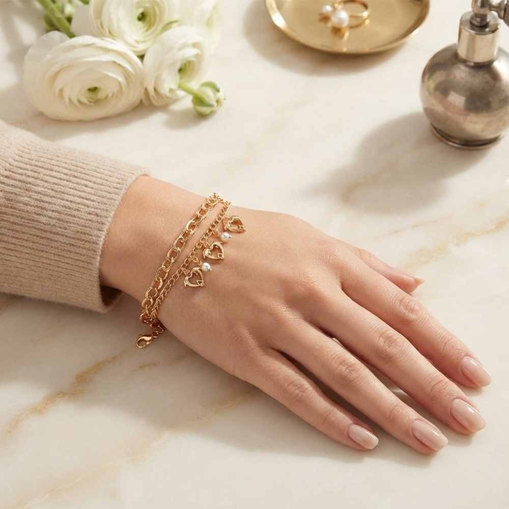 The99Jewel Chic Layered Chain Bracelet With 2 Dolphin Charm Trendy Jewellery for Women