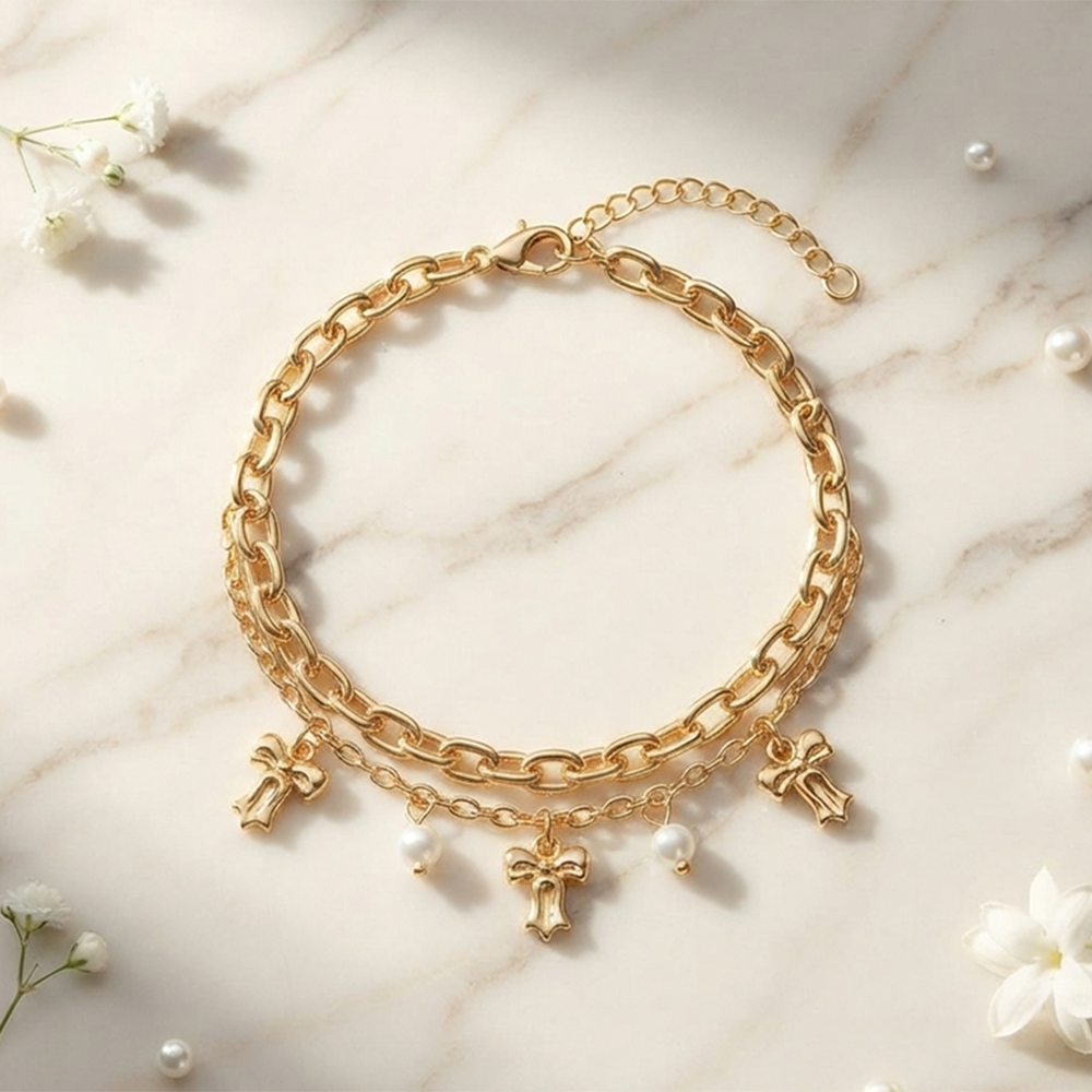 The99Jewel Chic Layered Chain Bracelet With Bow Charm Trendy Jewellery for Women