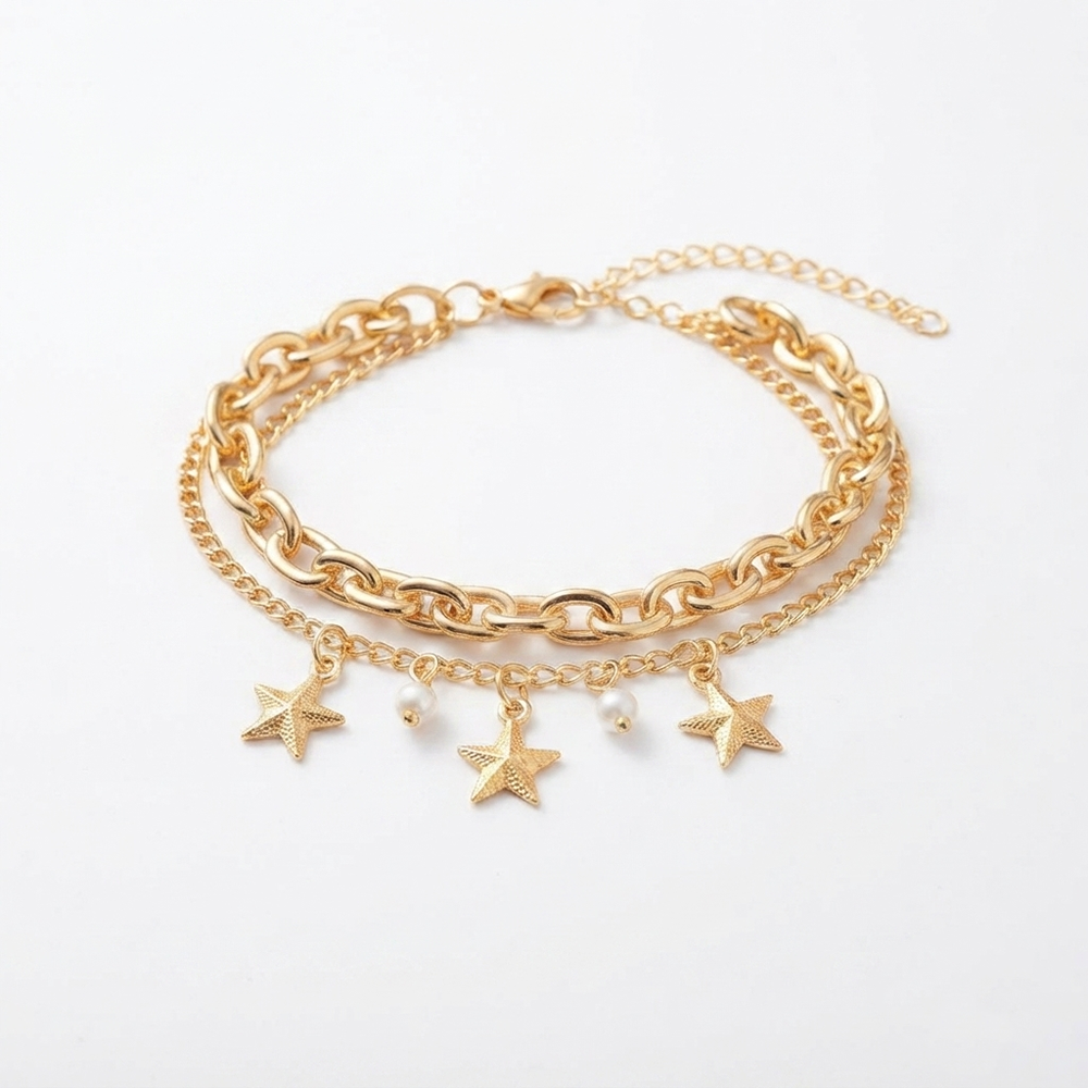 The99Jewel Chic Layered Chain Bracelet With Star Charm Trendy Jewellery for Women