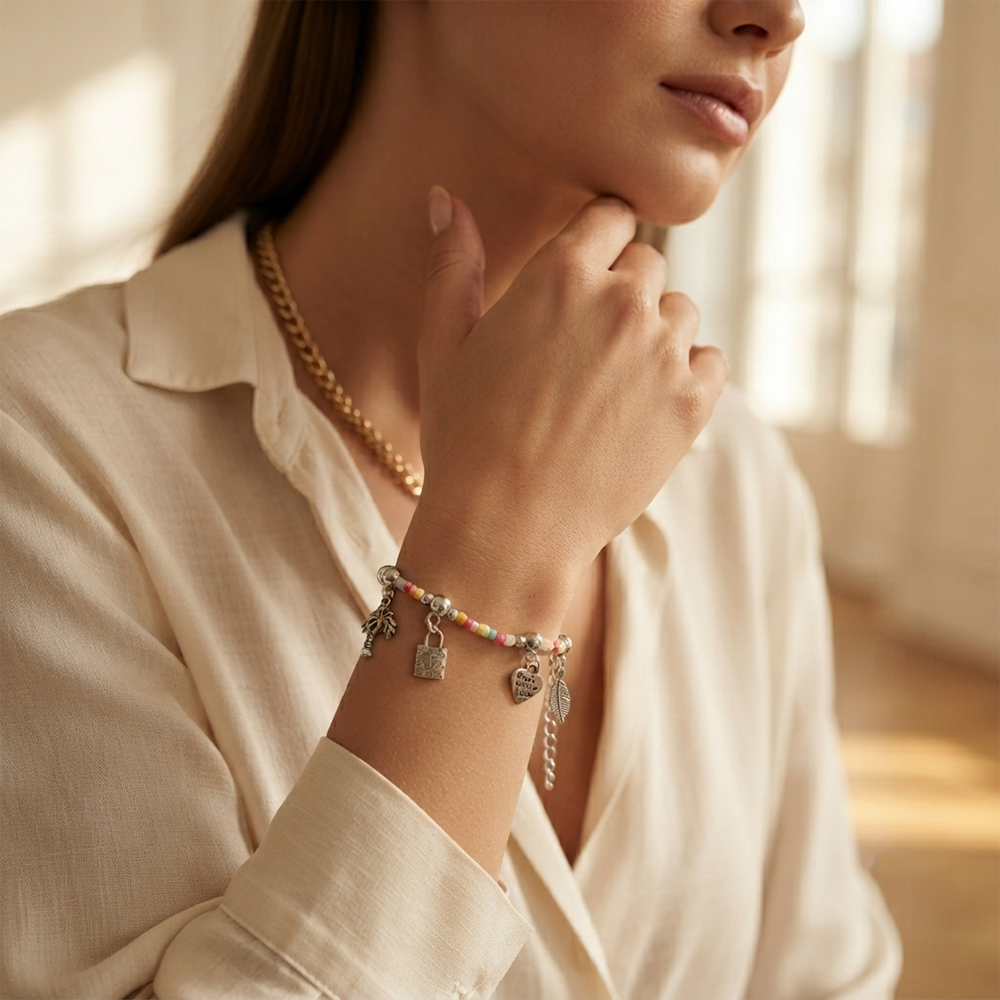 The99Jewel Milti Color Small beads Bracelet with charms for Women  Stylish Trendy Fashion Jewellery