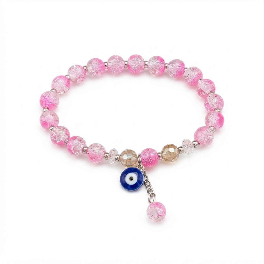 The99Jewel Crystal Gemstone Beaded Bracelet with Evil Eye Charm for women