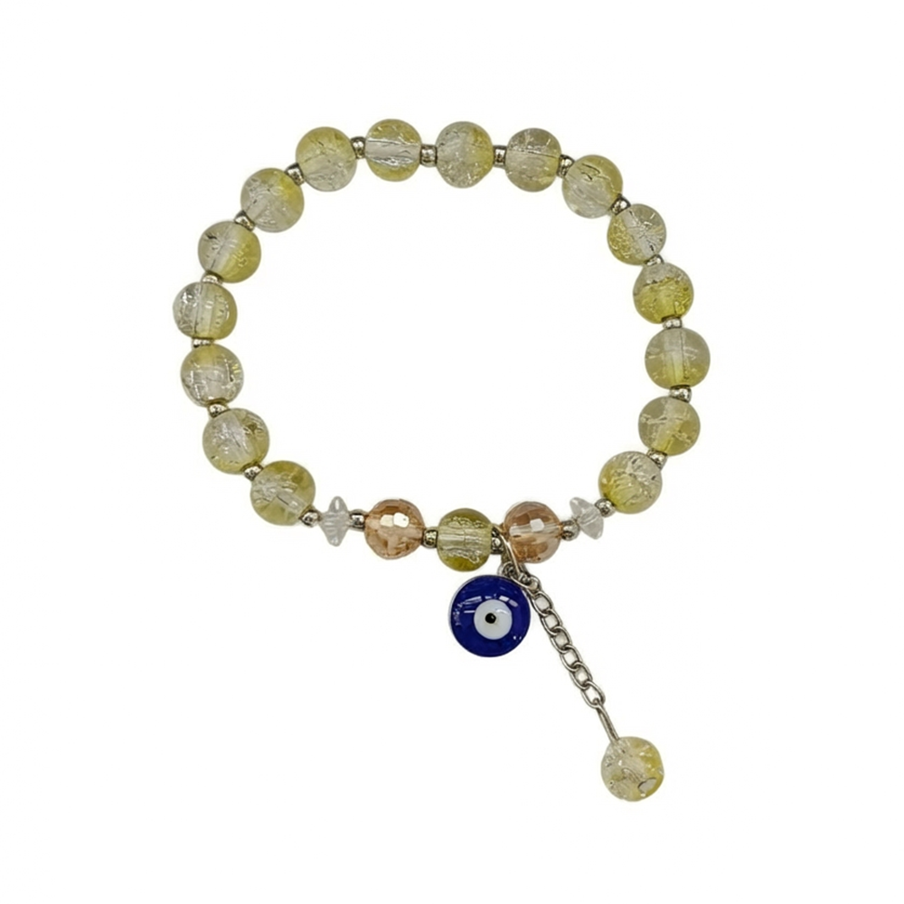 The99Jewel Crystal Gemstone Beaded Bracelet with Evil Eye Charm for women