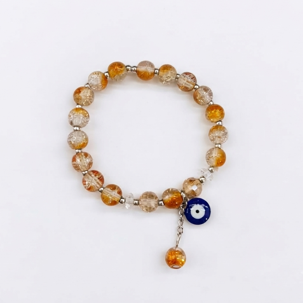 The99Jewel Crystal Gemstone Beaded Bracelet with Evil Eye Charm for women