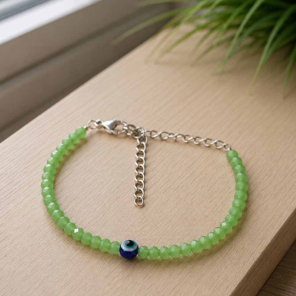 The99Jewel Adjustable Rodellan Beaded Bracelet with Evil Eye Charm for Women & Girls
