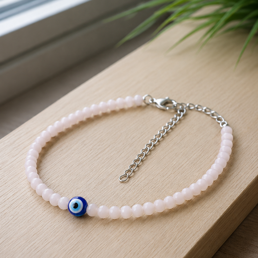 The99Jewel Adjustable Rodellan Beaded Bracelet with Evil Eye Charm for Women & Girls