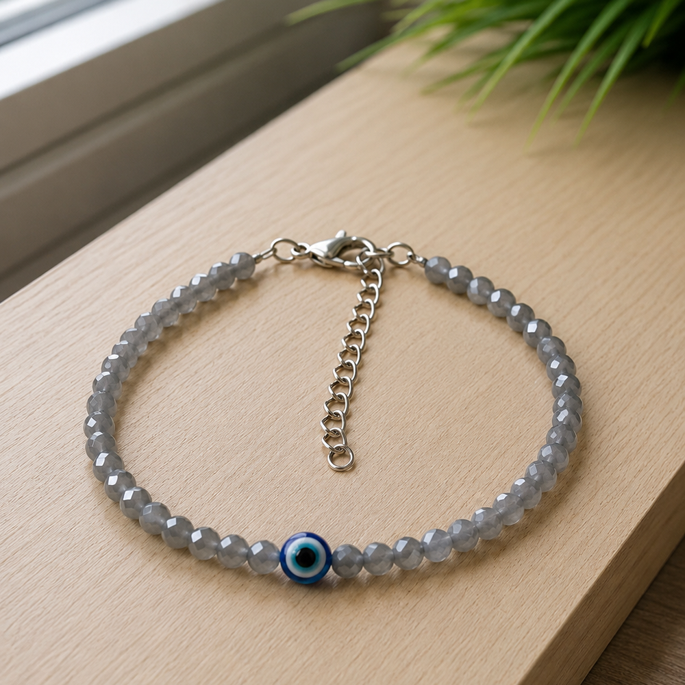 The99Jewel Adjustable Rodellan Beaded Bracelet with Evil Eye Charm for Women & Girls