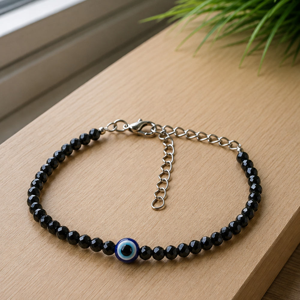 The99Jewel Adjustable Rodellan Beaded Bracelet with Evil Eye Charm for Women & Girls