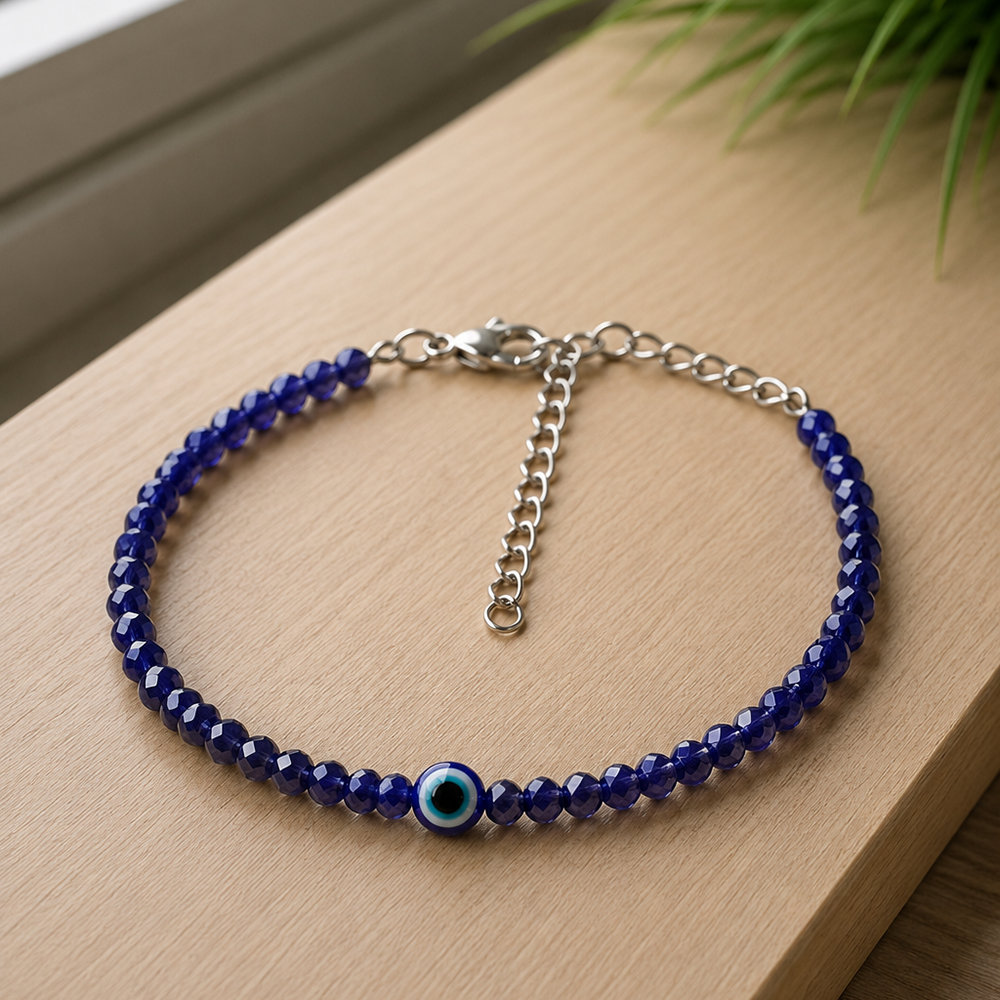 The99Jewel Adjustable Rodellan Beaded Bracelet with Evil Eye Charm for Women & Girls