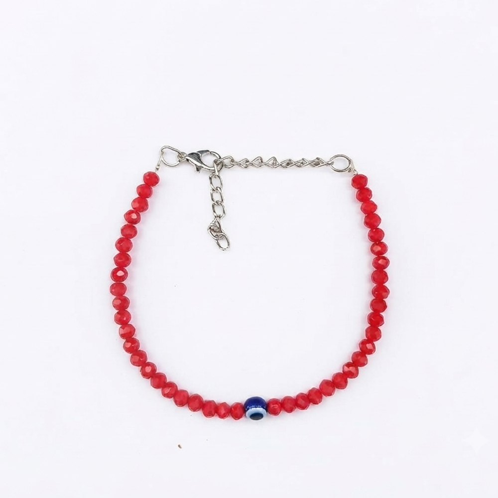The99Jewel Adjustable Rodellan Beaded Bracelet with Evil Eye Charm for Women & Girls
