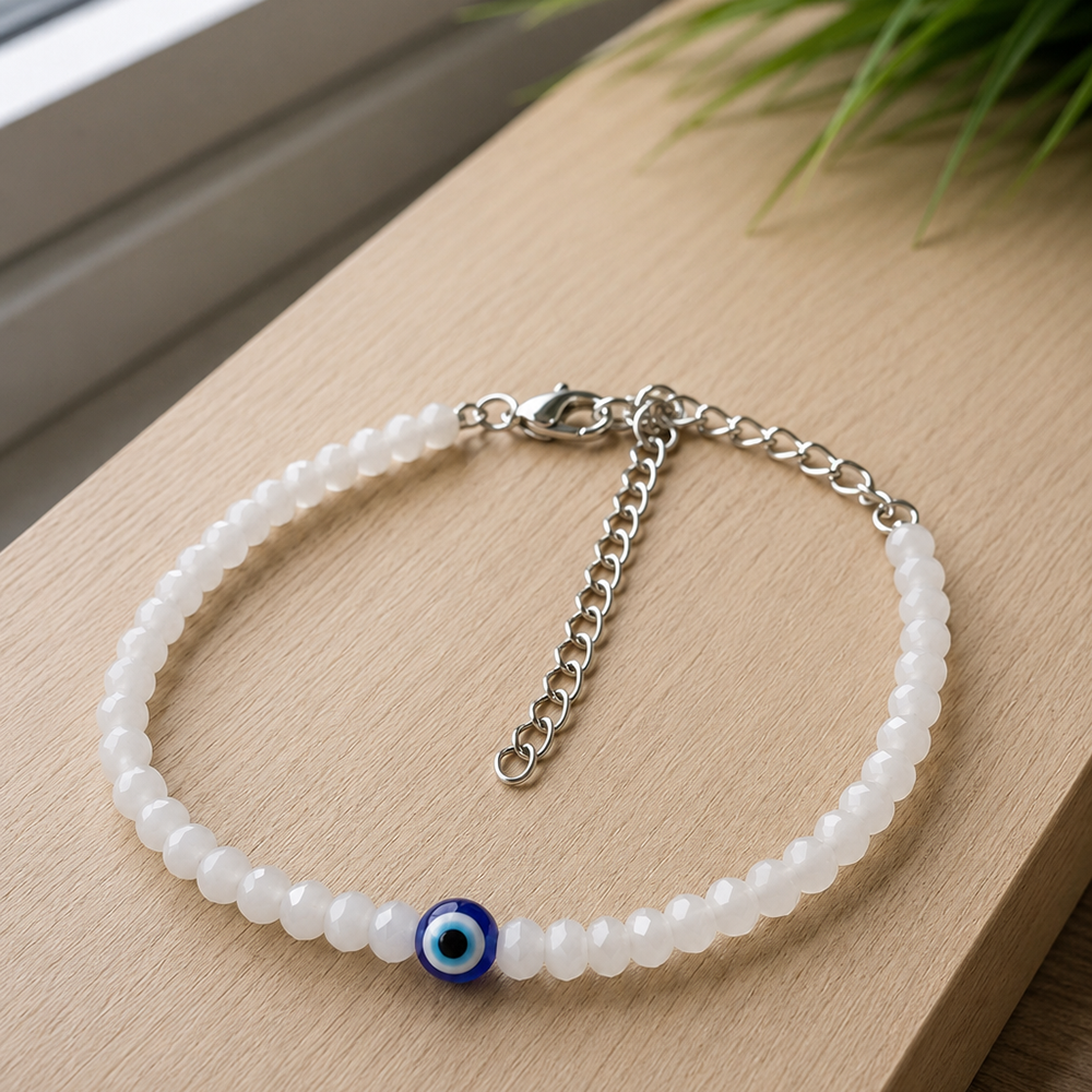 The99Jewel Adjustable Rodellan Beaded Bracelet with Evil Eye Charm for Women & Girls