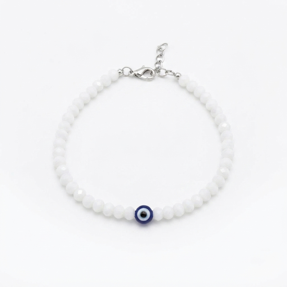 The99Jewel Adjustable Rodellan Beaded Bracelet with Evil Eye Charm for Women & Girls
