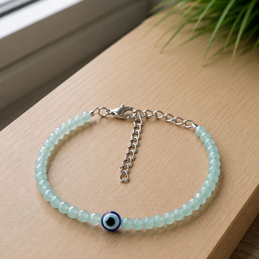 The99Jewel Adjustable Rodellan Beaded Bracelet with Evil Eye Charm for Women & Girls