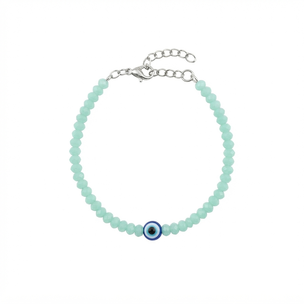 The99Jewel Adjustable Rodellan Beaded Bracelet with Evil Eye Charm for Women & Girls