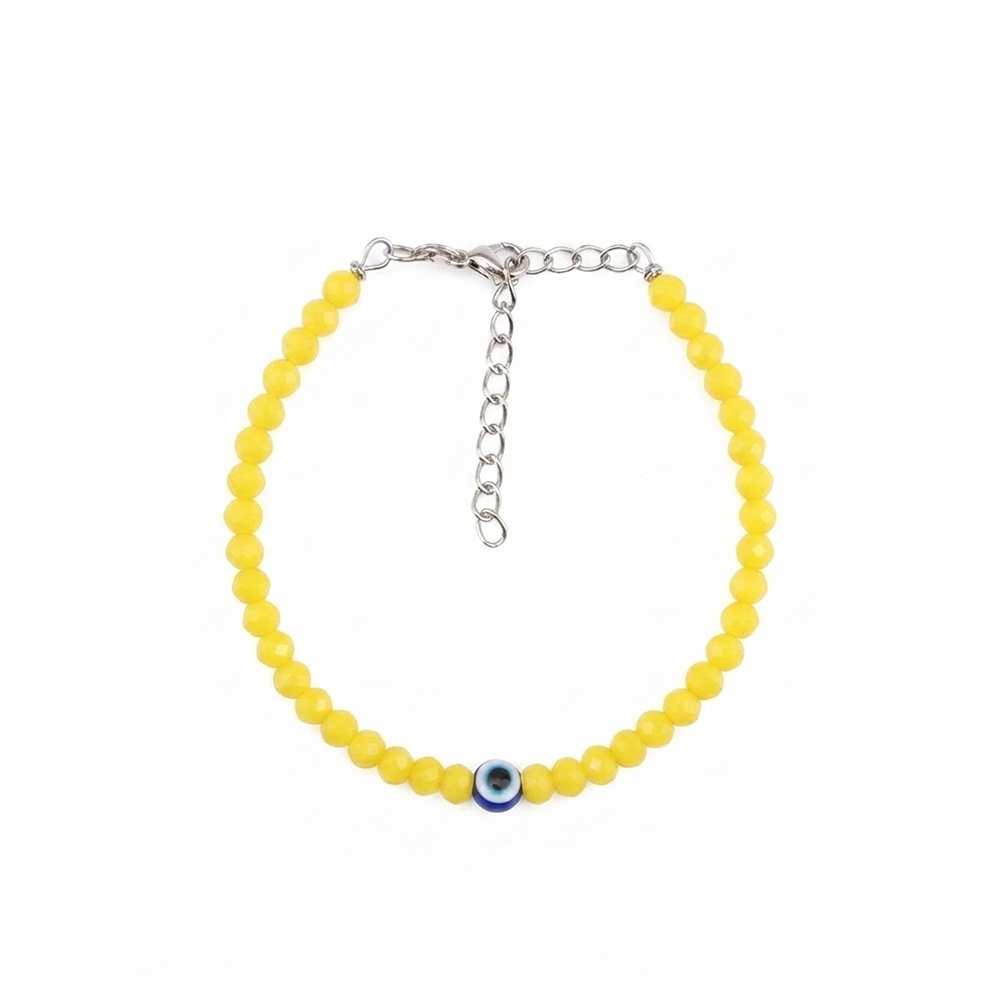 The99Jewel Adjustable Rodellan Beaded Bracelet with Evil Eye Charm for Women & Girls
