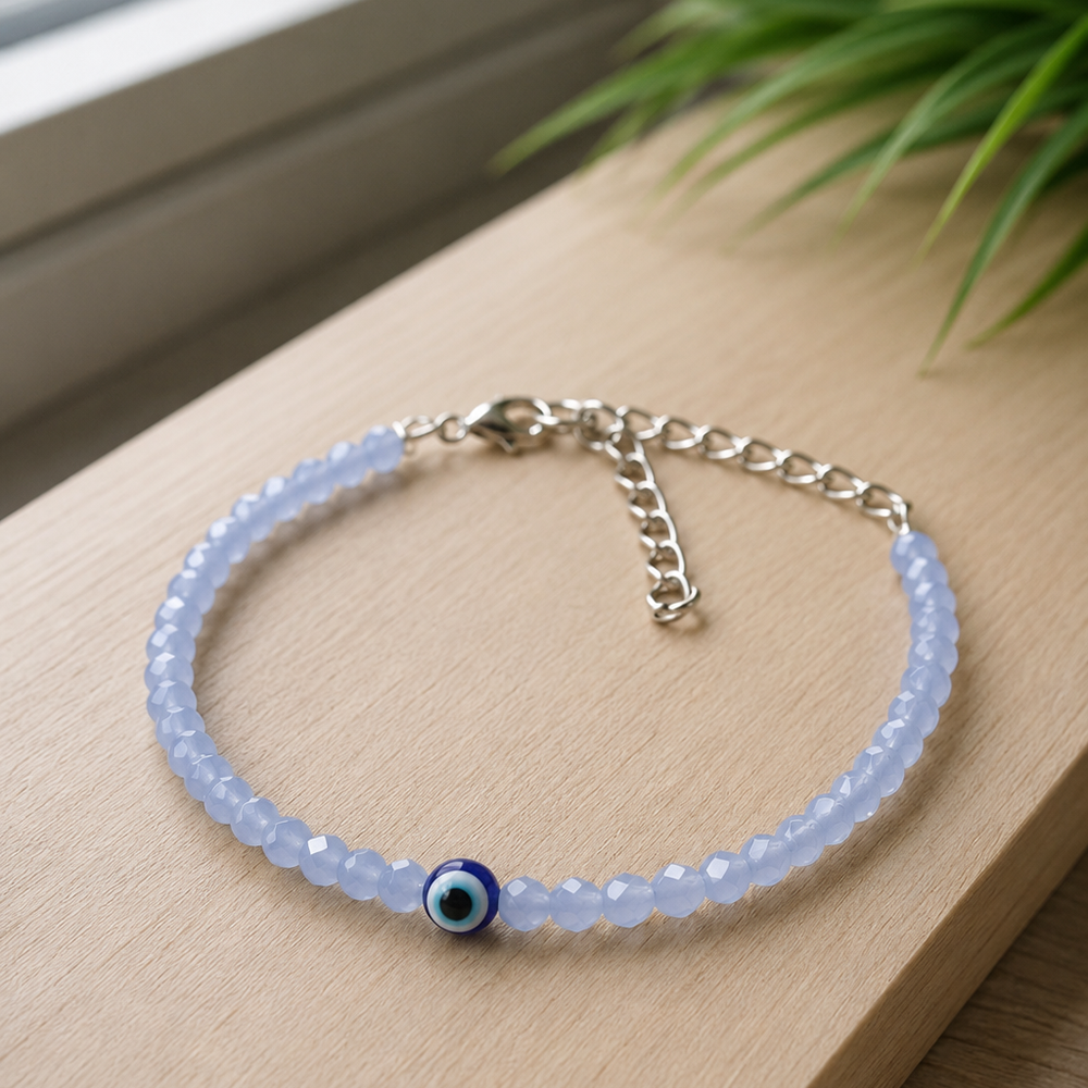 The99Jewel Adjustable Rodellan Beaded Bracelet with Evil Eye Charm for Women & Girls