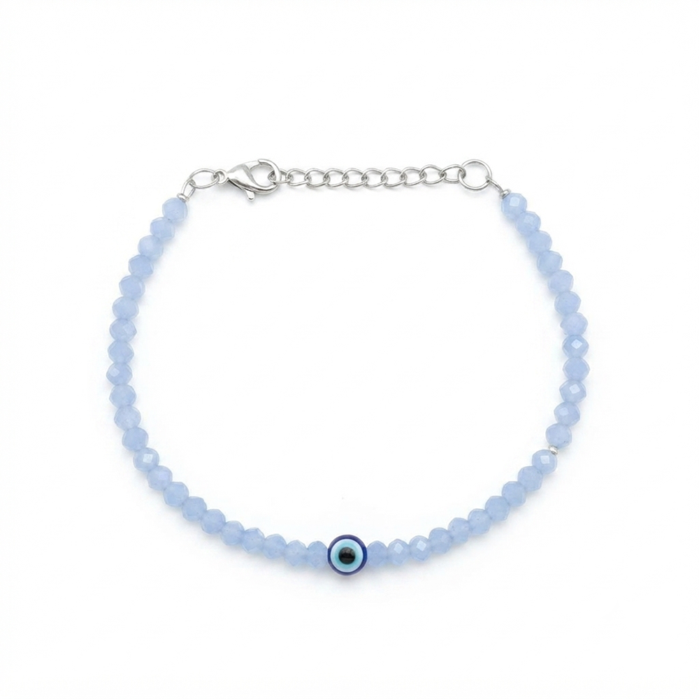 The99Jewel Adjustable Rodellan Beaded Bracelet with Evil Eye Charm for Women & Girls