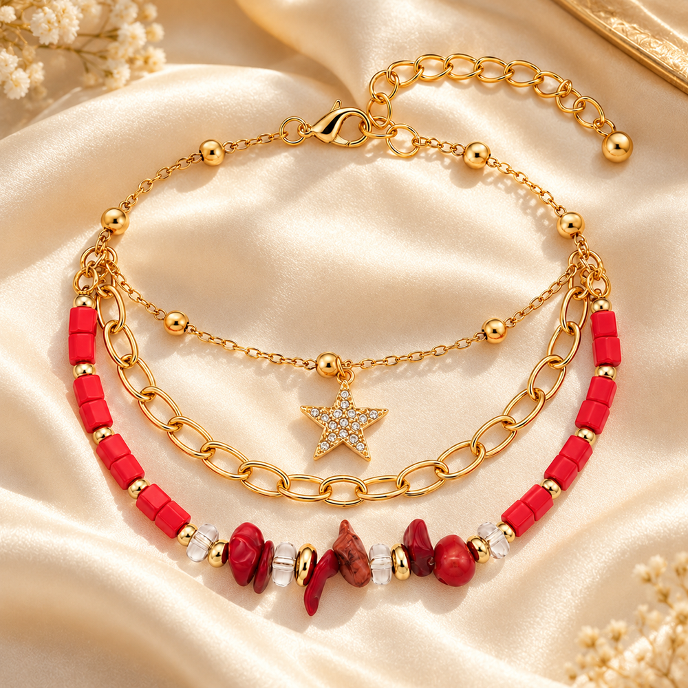 The99Jewel Beautiful Gold Plated Adjustable Bracelet With Different Charms for Women  