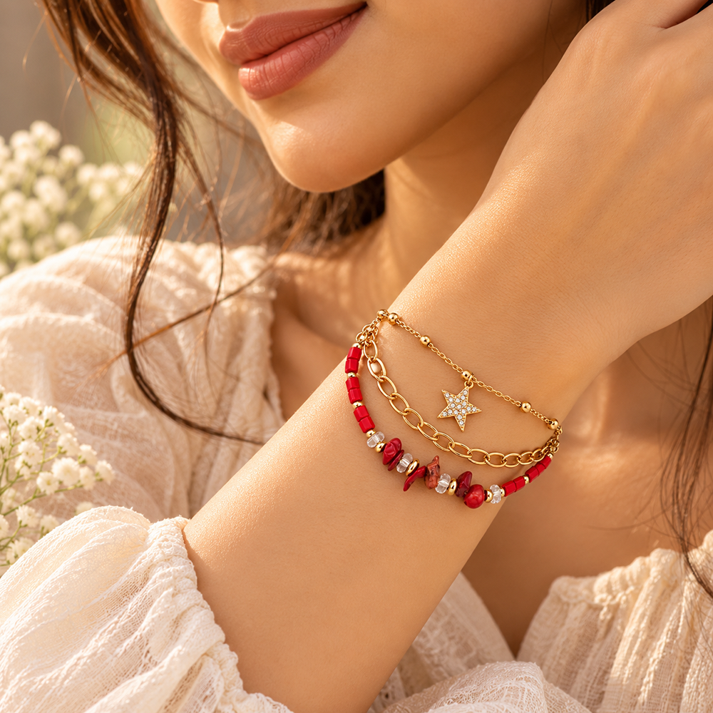 The99Jewel Beautiful Gold Plated Adjustable Bracelet With Different Charms for Women