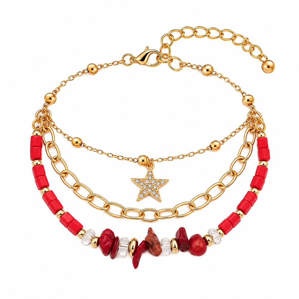 The99Jewel Beautiful Gold Plated Adjustable Bracelet With Different Charms for Women