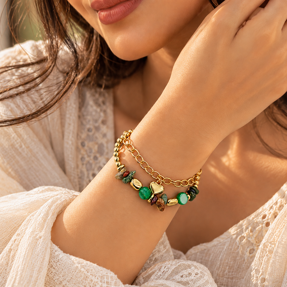The99Jewel Beautiful Gold Plated Adjustable Bracelet With Different Charms for Women  