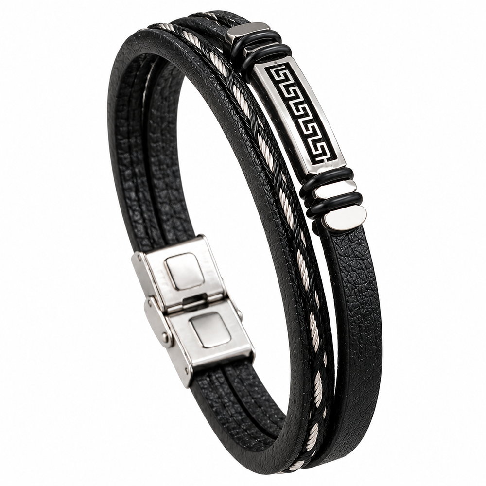 The99Jewel Men's Trendy Wraparound Bracelet with Steel Detailing | Stylish Wristwear for Every Occasion