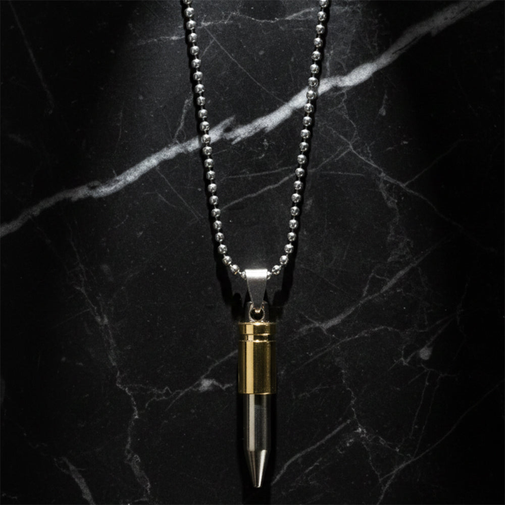 The99Jewel Gold & Silver Tone Bullet Shape Pendant Necklace for Men