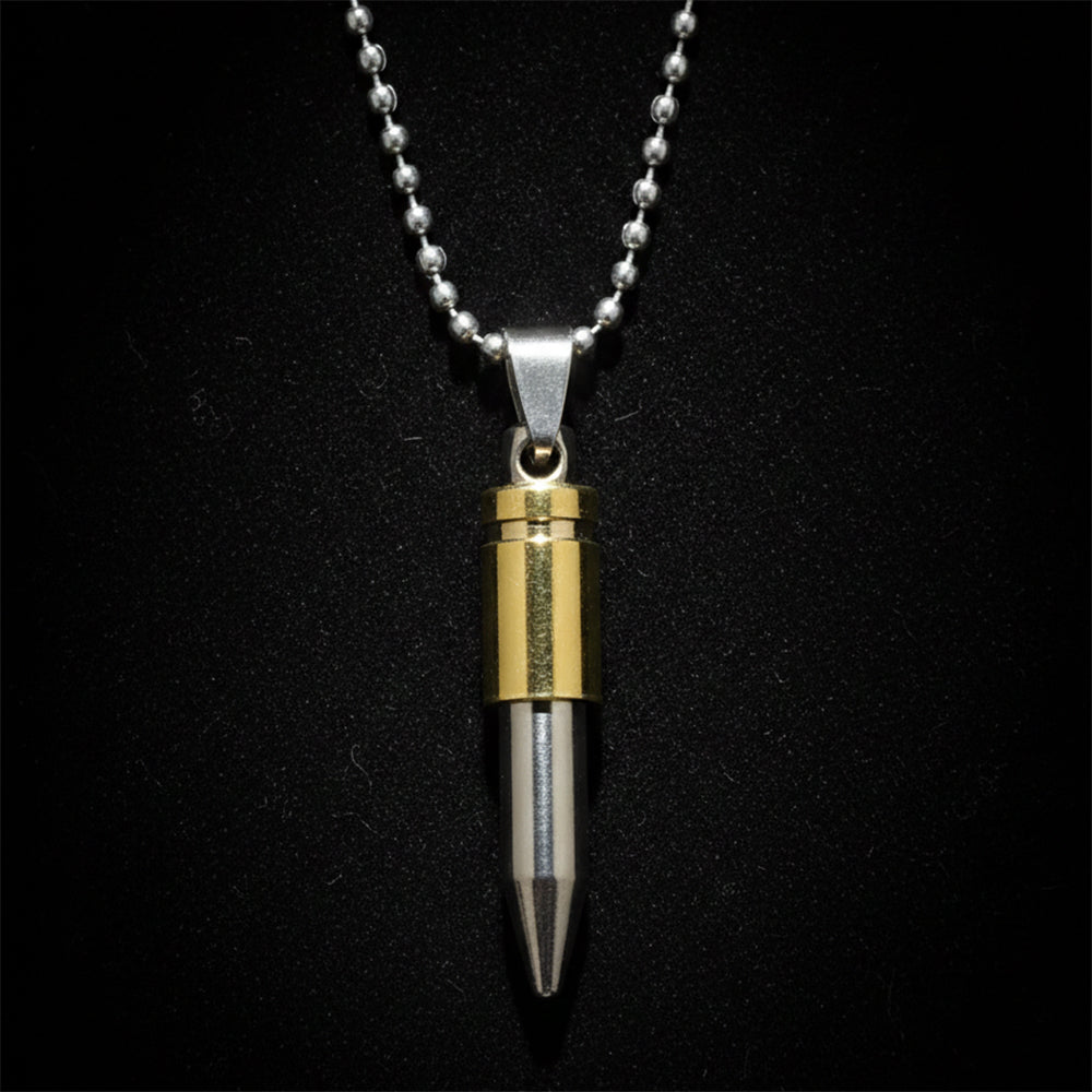 The99Jewel Gold & Silver Tone Bullet Shape Pendant Necklace for Men