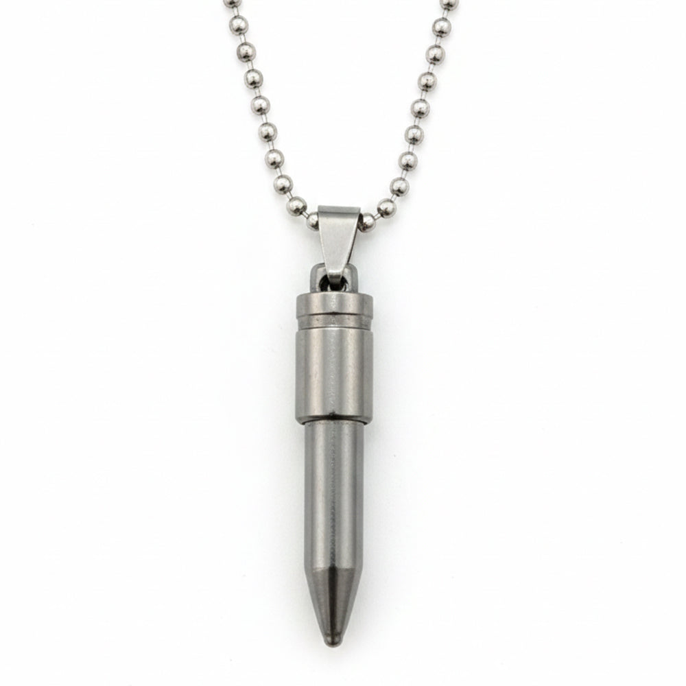 The99Jewel Stainless Steel Bullet Shape Pendant Necklace for Men