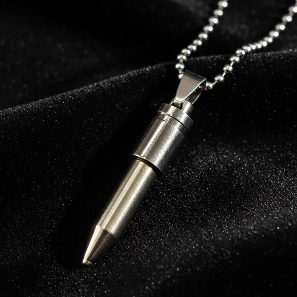 The99Jewel Stainless Steel Bullet Shape Pendant Necklace for Men