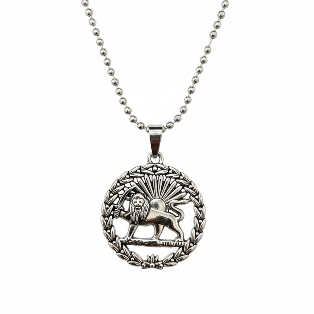 The99Jewel Persian Lion and Sun Pendent Necklace for Mens