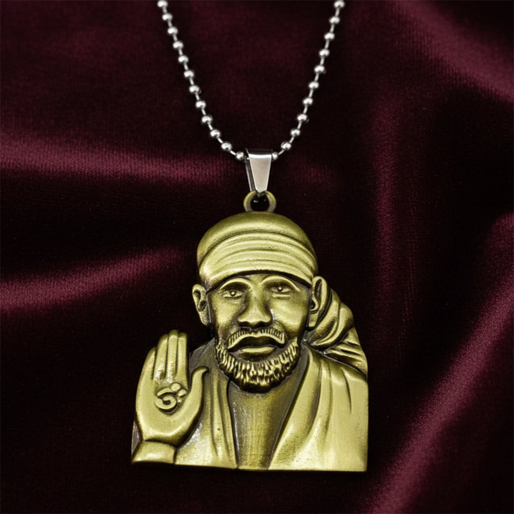 The99Jewel Gold Plated Sai Baba Pendant Necklace for Men