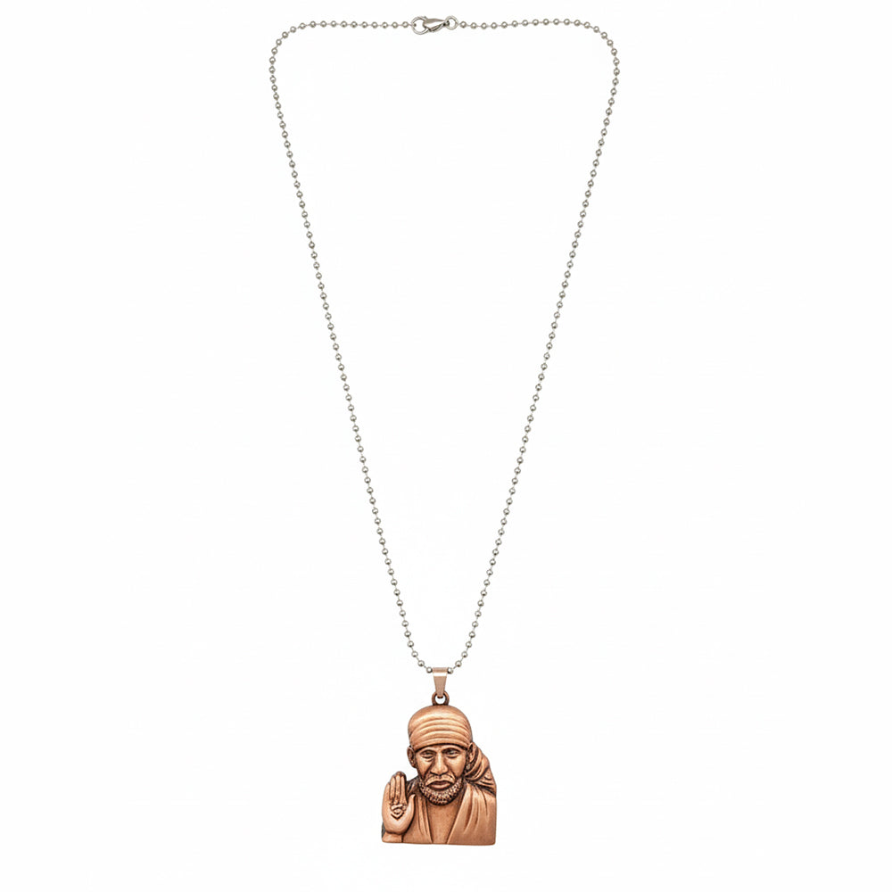 The99Jewel Rose Gold Plated Sai Baba Pendant Necklace for Men