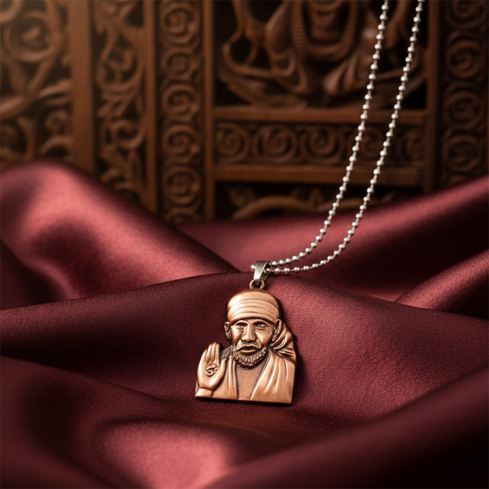 The99Jewel Rose Gold Plated Sai Baba Pendant Necklace for Men