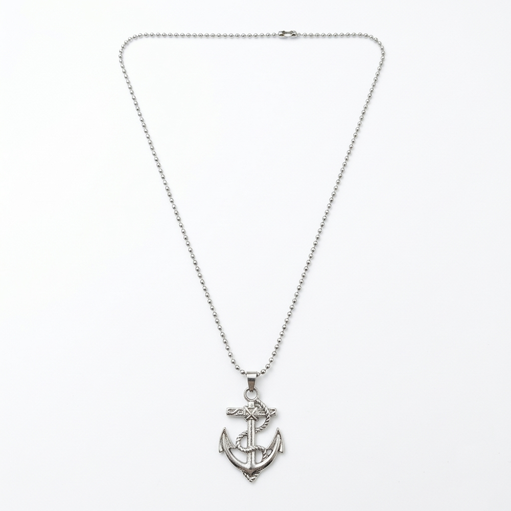 The99Jewel Silver Plated Ship AnchorPendant Necklace For Men