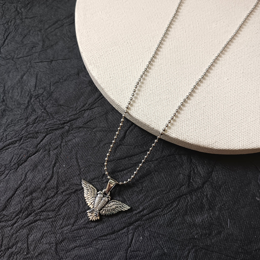 The99Jewel Silver Plated Eagle Bird Wings Pendant Necklace For Men