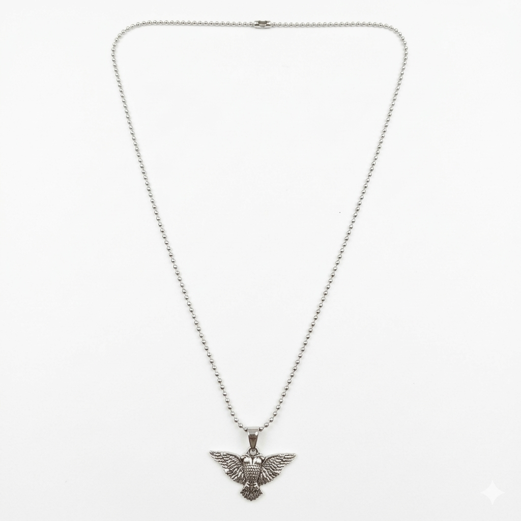 The99Jewel Silver Plated Eagle Bird Wings Pendant Necklace For Men