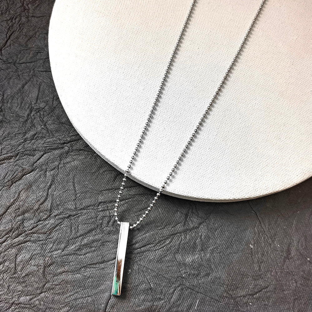 The99Jewel Silver Plated Sleek Bar Pendant Necklace For Men