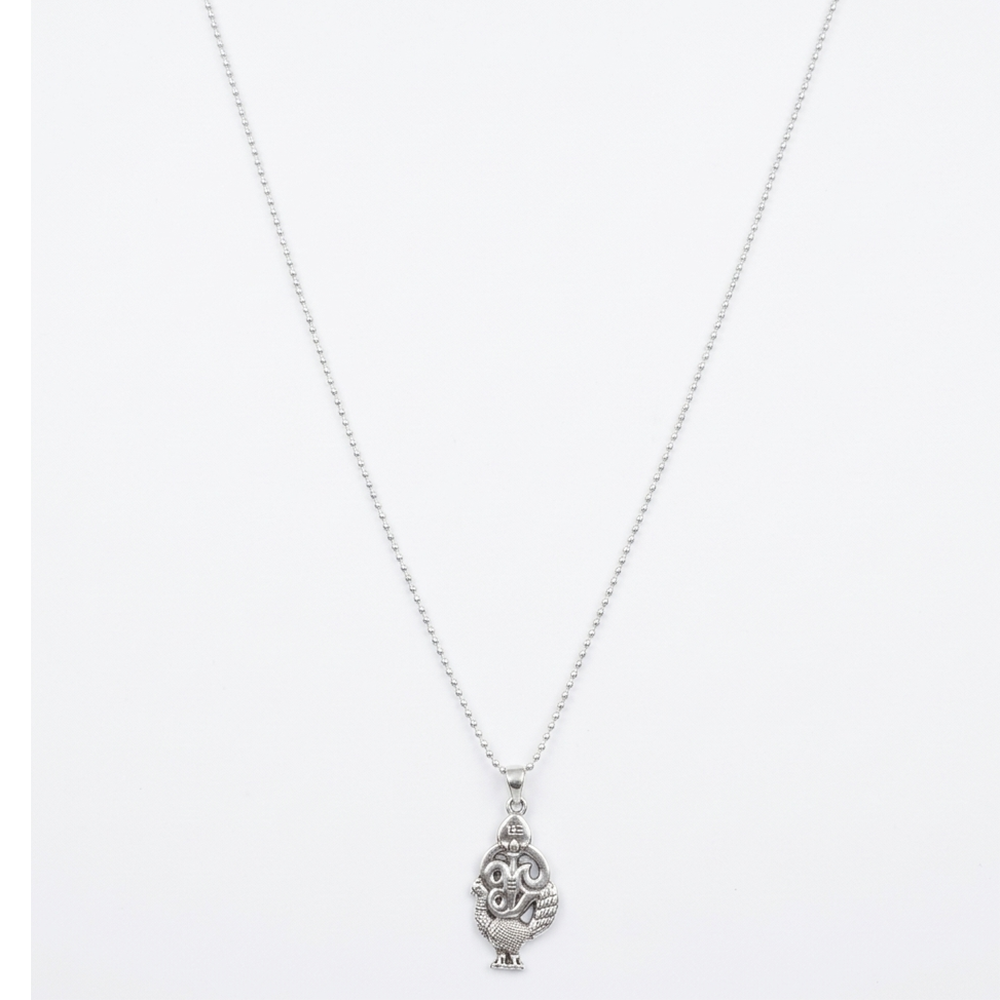 The99Jewel Silver Plated Peacock Pendant Necklace For Men