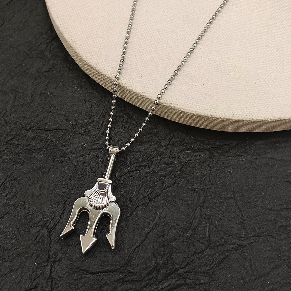 The99Jewel Silver Plated Trishul Pendant Necklace For Men